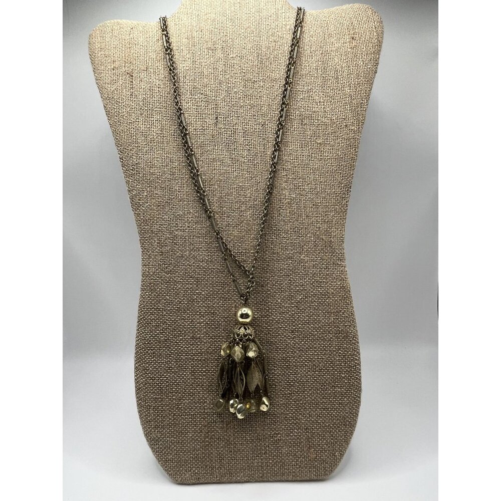 Coro Vintage Gold Tone Tassel Pendant Necklace With Chain